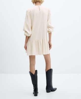 mango puff sleeve embroidered dress MANGO Women's Puff-Sleeved Embroidered Dress