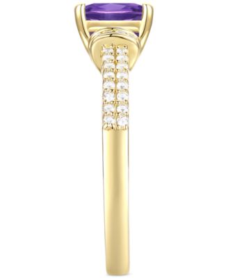 Amethyst (1-1/3 ct. t.w.) & Lab-Grown White Sapphire (1/4 ct. t.w.) Cushion Ring in 14k Gold-Plated Sterling Silver (Also in Additional Gemstones)