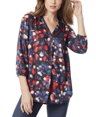 Jones New York - Women's Kelly Printed V-Neck Long-Sleeve Blouse