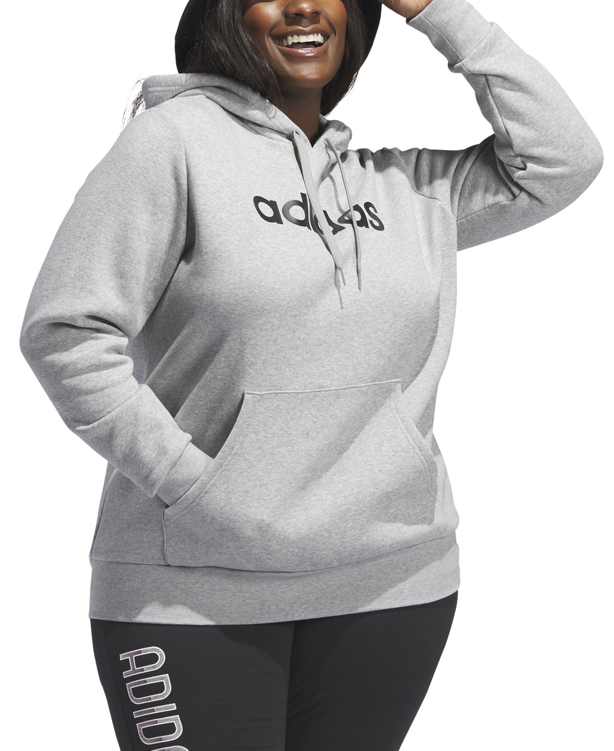 Shop Adidas Originals Trendy Plus Size Pullover Logo-print Fleece Hoodie In Medium Grey Heather