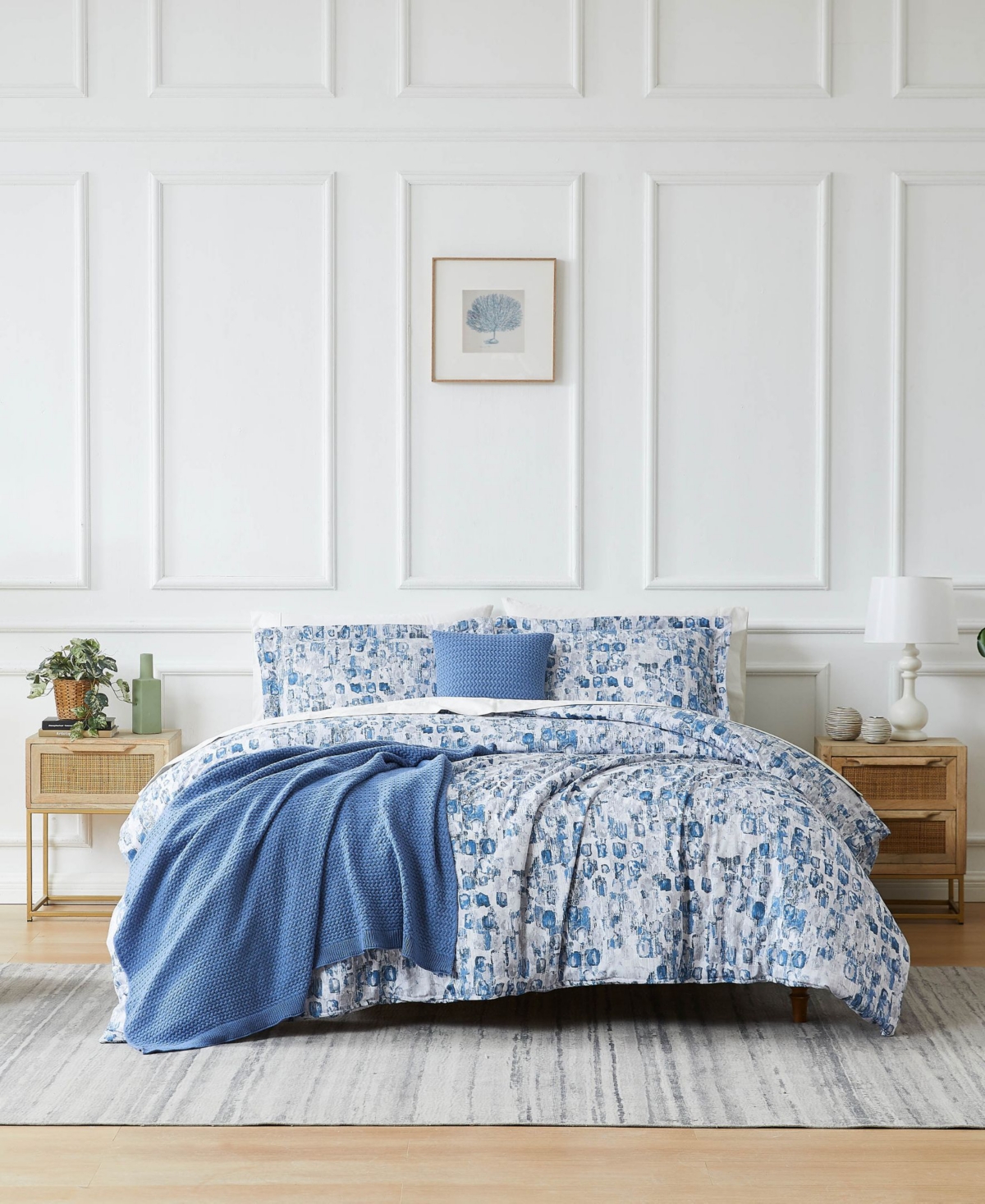 Southshore Fine Linens 5 Piece Rhythm Comforter And Sham Set, Full/queen In Blue