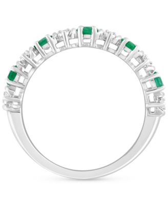 EFFY&reg; Emerald (1-1/20 ct. t.w.) & Diamond (1/20 ct. t.w.) Ring in Sterling Silver (Also in Ruby & Sapphire)