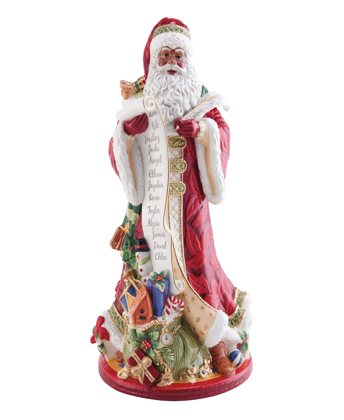 Fitz And Floyd Holiday Home African American Santa Figurine, 18.75-in In Red