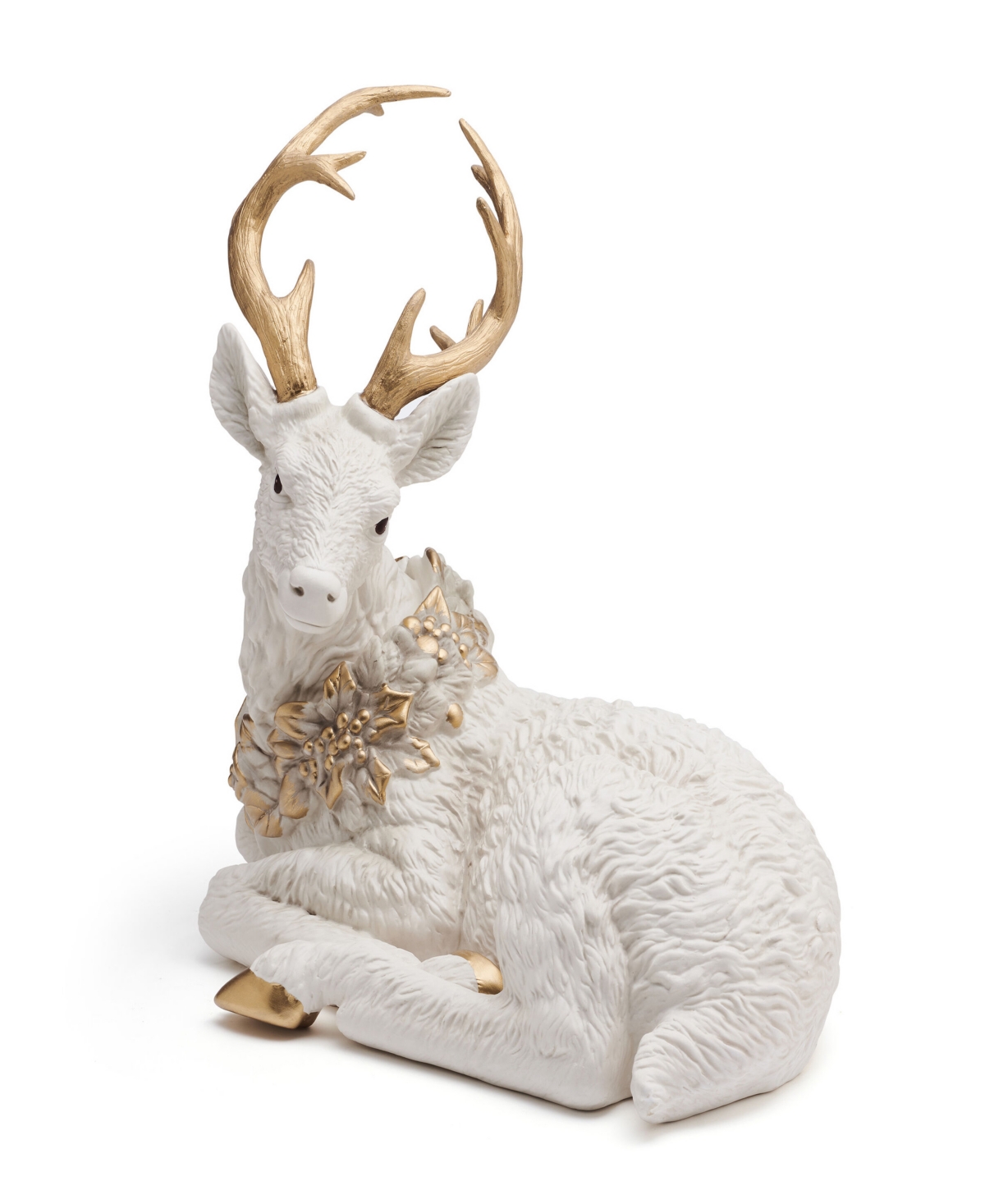 Fitz And Floyd Bonita Resting Deer Figurine, 10.5-inch In White