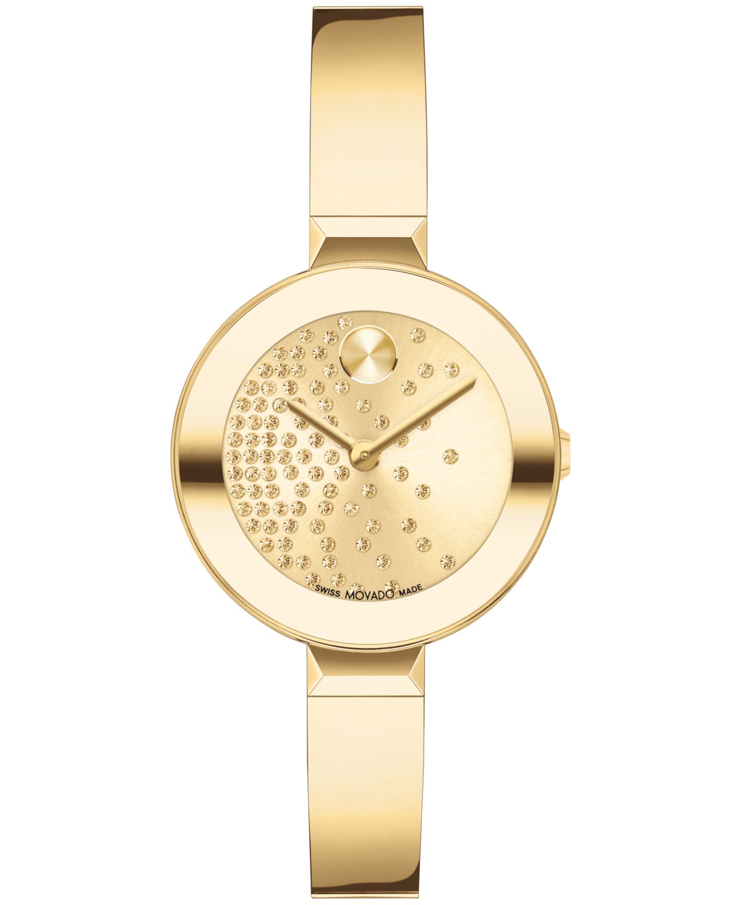 Женские часы Movado Bold Bangles Swiss Quartz Ionic Plated Light Gold-Tone 2 Steel Watch 28mm — фото 1