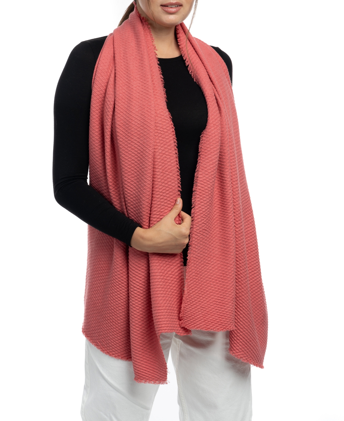 Vince Camuto Diamond Pleated Super Soft Scarf In Dusty Rose