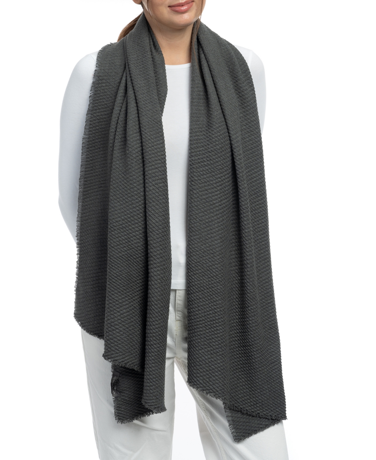Vince Camuto Diamond Pleated Super Soft Scarf In Charcoal
