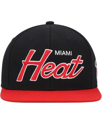 Men's Black Miami Heat Hardwood Classics MVP Team Script 2.0 Snapback Hat