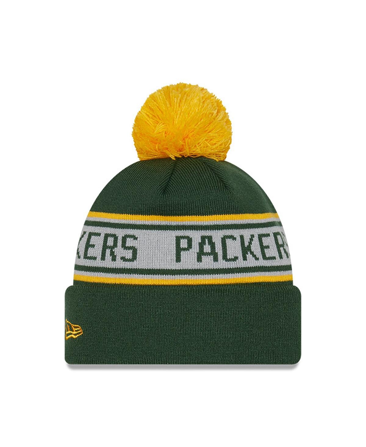 Shop New Era Preschool Boys And Girls  Green Green Bay Packers Repeat Cuffed Knit Hat With Pom
