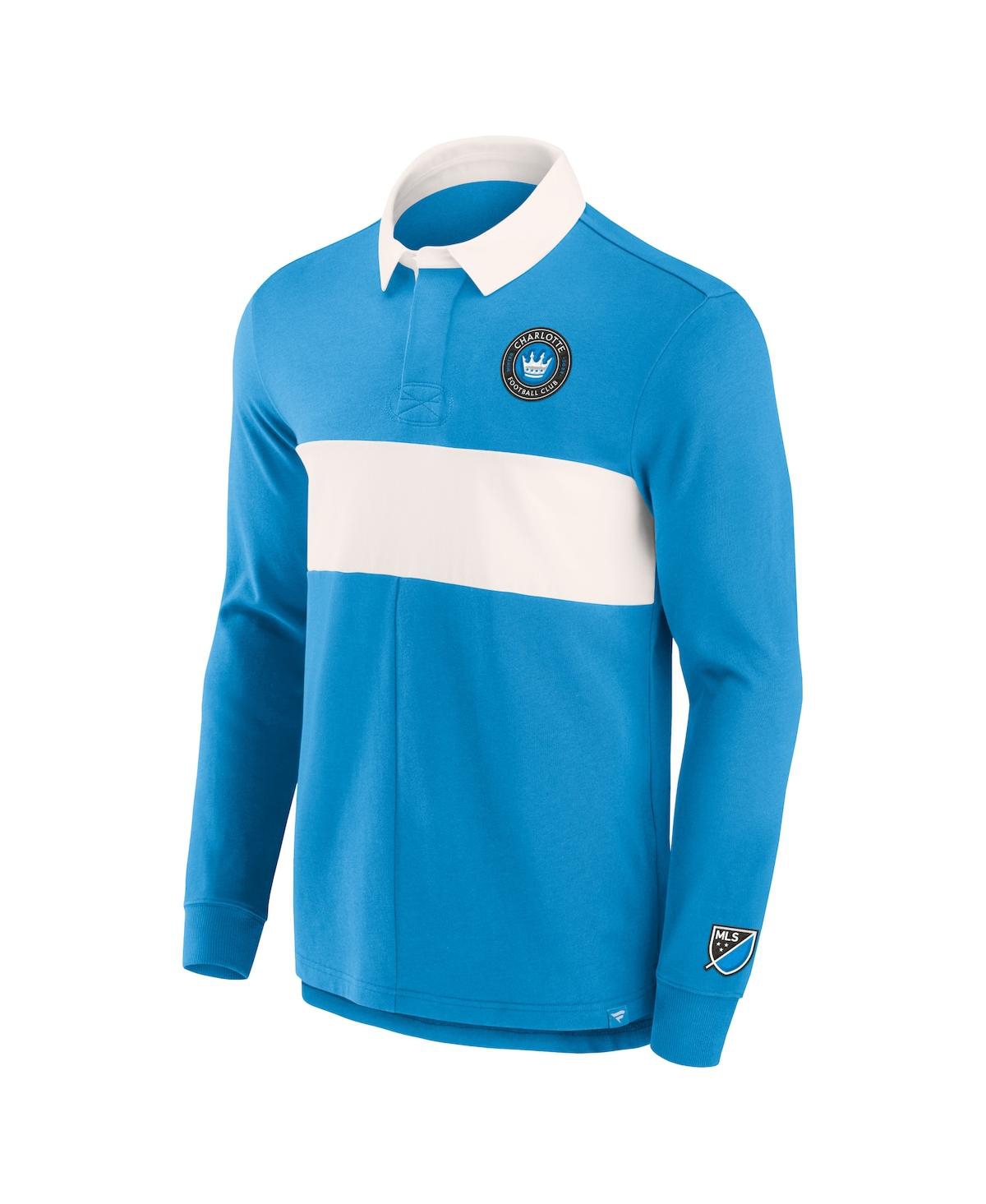 Shop Fanatics Men's  Blue Charlotte Fc Penalty Kick Long Sleeve Polo Shirt