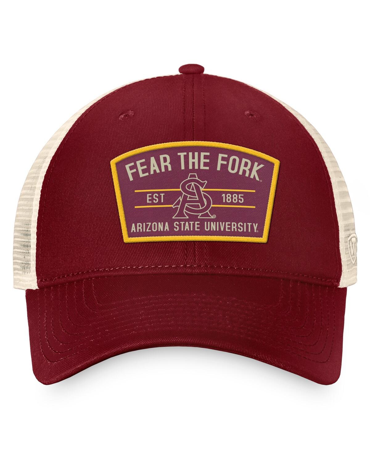 Top Of The World Maroon Arizona State Sun Devils Unruly Slouch Trucker Snapback Hat In Maroon