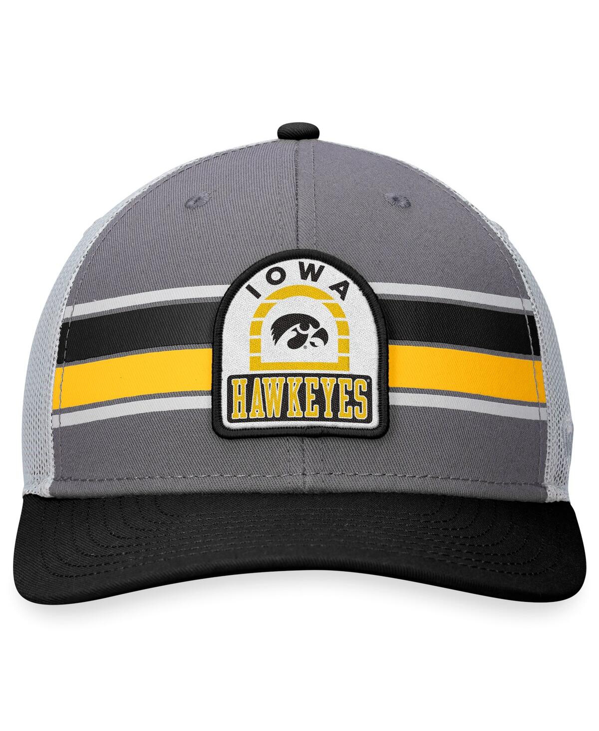 Shop Top Of The World Men's  Gray, Black Iowa Hawkeyes Aurora Trucker Adjustable Hat In Gray,black