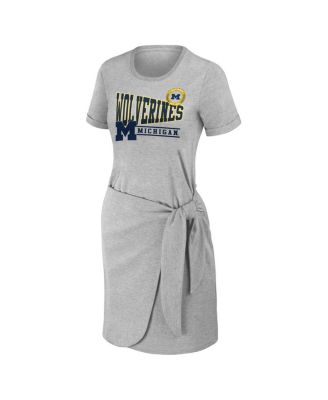 Women's Heather Gray Michigan Wolverines Knotted T-shirt Dress