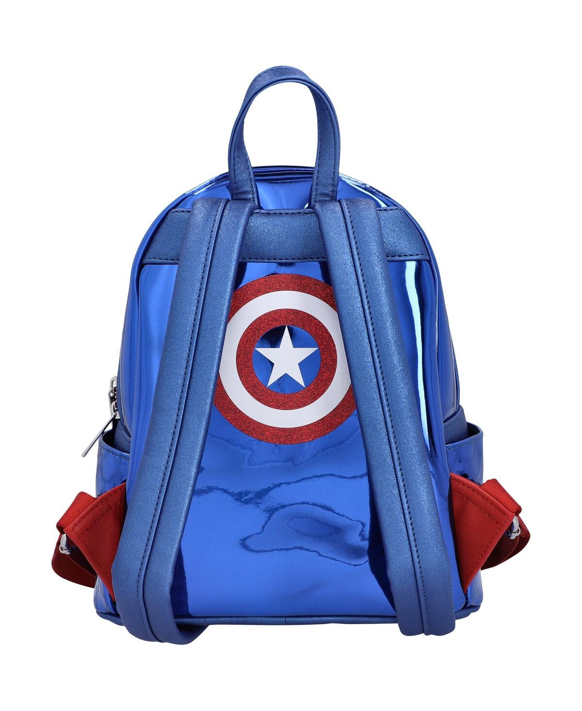 Shop Loungefly Marvel Captain America Shine Cosplay Mini Backpack In Blue