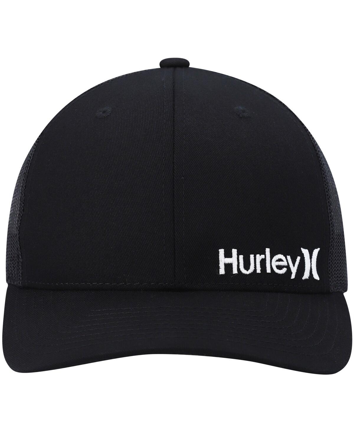Shop Hurley Men's  Black Corp Staple Trucker Snapback Hat