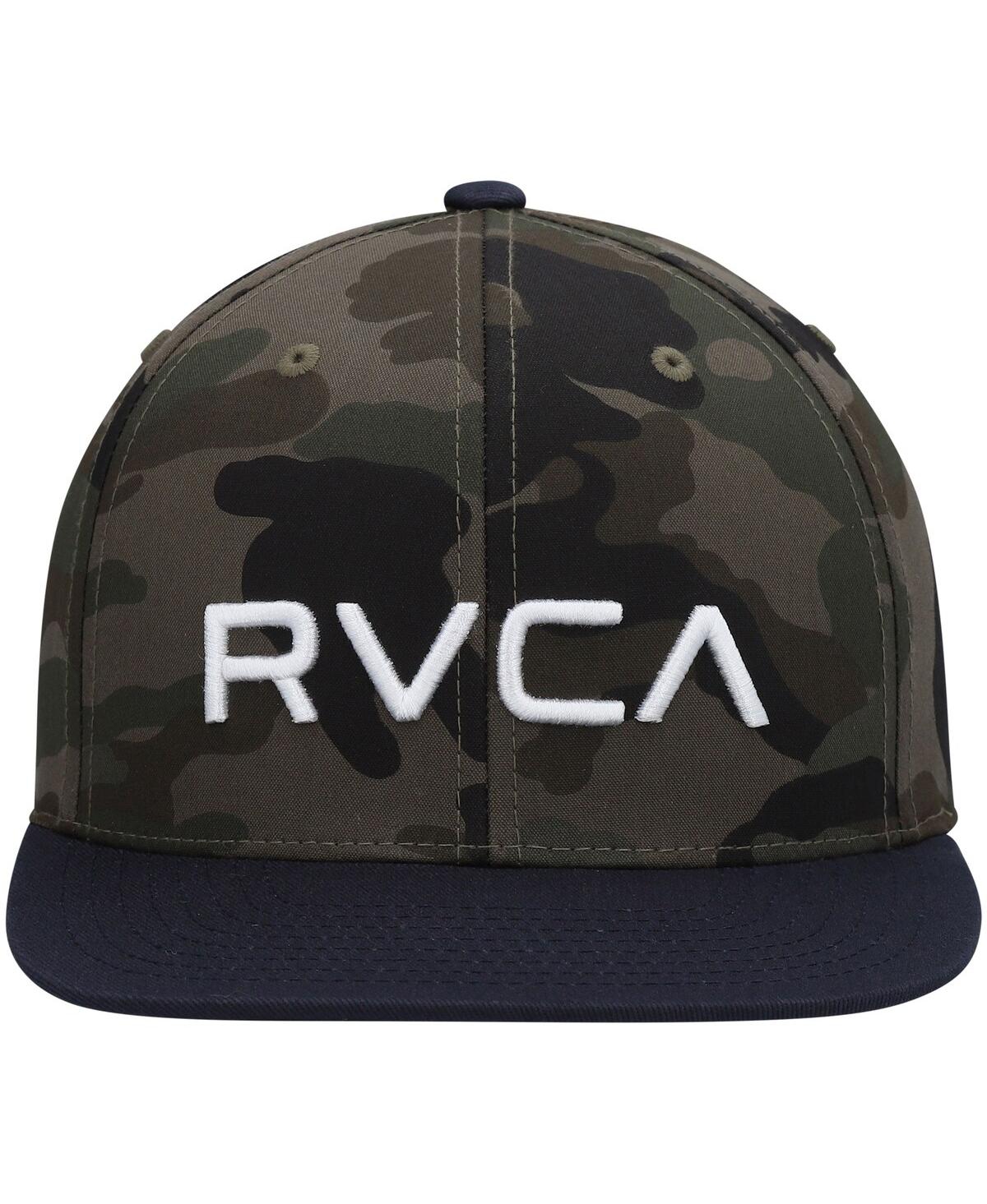 Shop Rvca Big Boys And Girls  Camo, Navy Twill Snapback Hat In Camo,navy