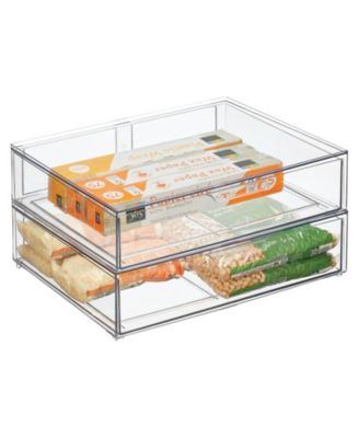 mDesign Wide Plastic Stackable Kitchen Organizer Bin with Drawer, 2 ...