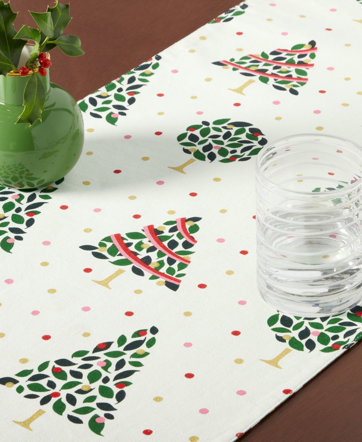 Kate Spade Holiday Confetti Acrobat Plaid Reversible Holiday Table Runner, 15" X 72" In Multi