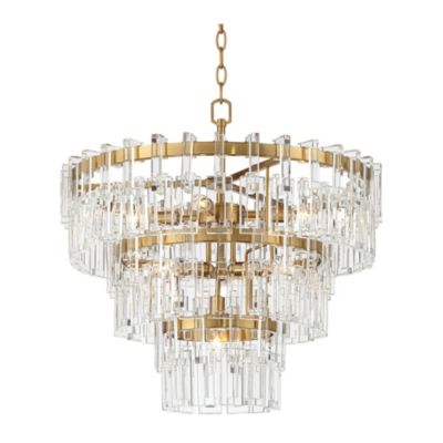 Luxum Burnished Brass Chandelier 23 1/2" Wide Modern Tiered Crystal 8-Light Fixture for Dining Room House Foyer Kitchen Island