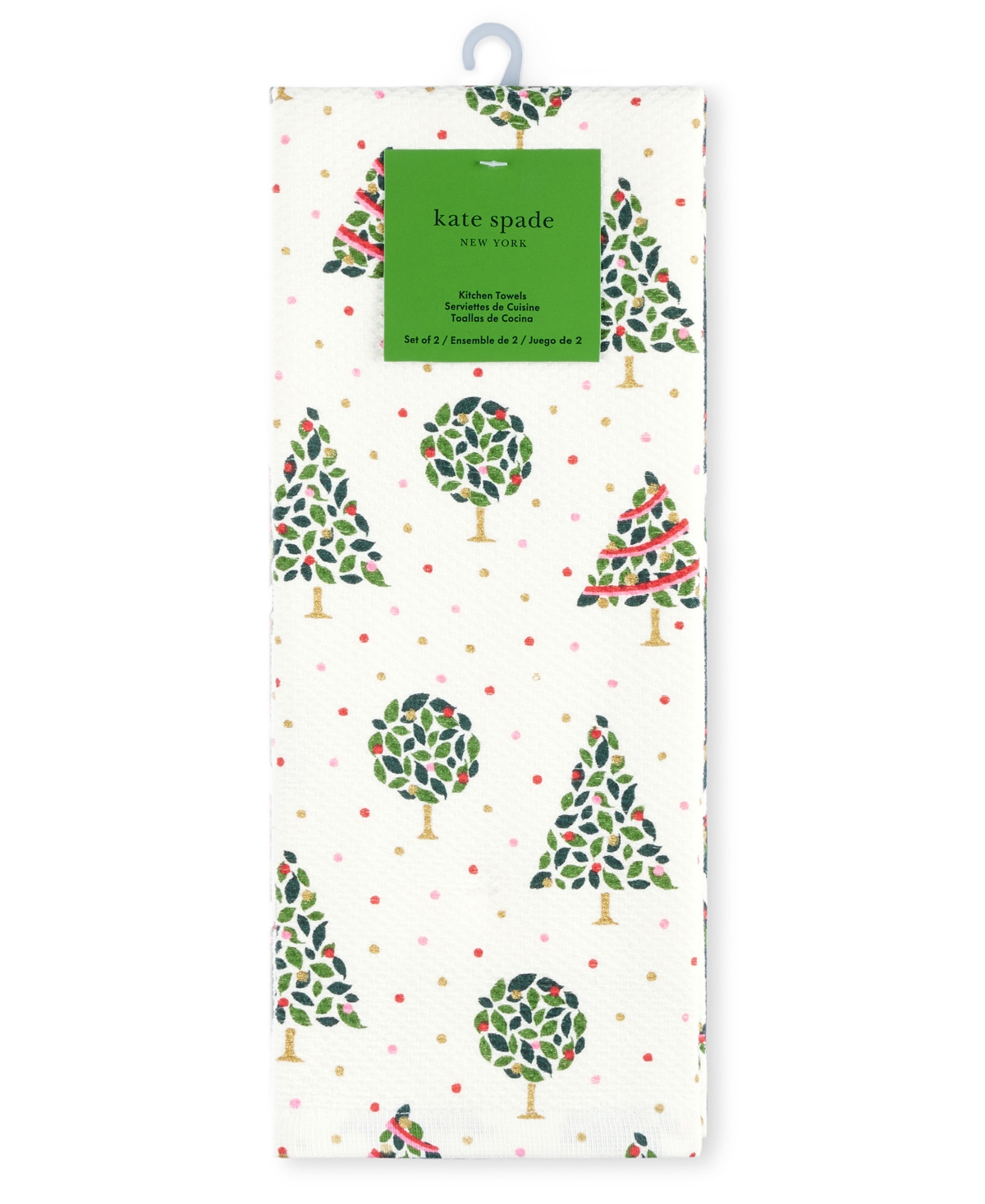 Kate Spade Holiday Confetti Acrobat Plaid Holiday Kitchen Towels 2-pack Set, 17" X 28" In Multi