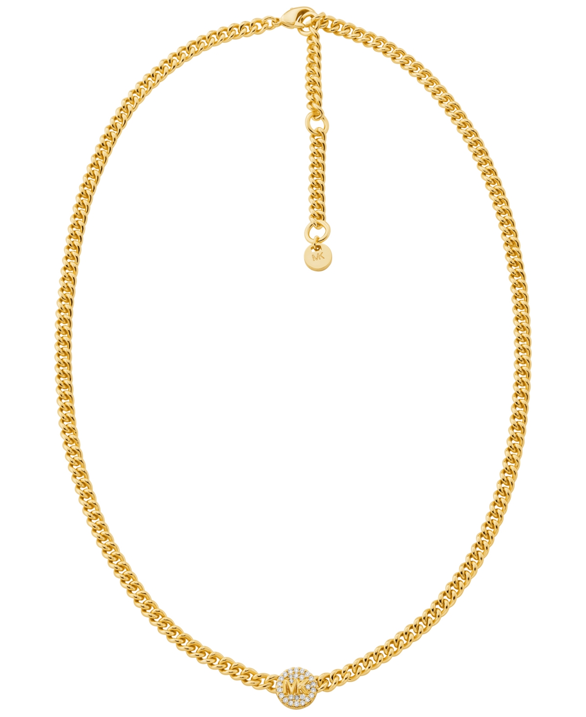 Michael Kors Silver-tone Or Gold-tone Brass Pave Charm Chain Necklace