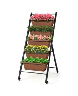 5-Tier Vertical Raised Garden Bed with Wheels and Container Boxes