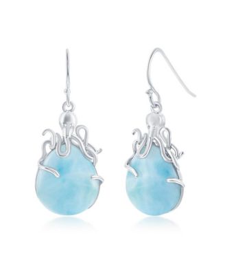 Sterling Silver Pear-Shaped Larimar Octopus Earrings