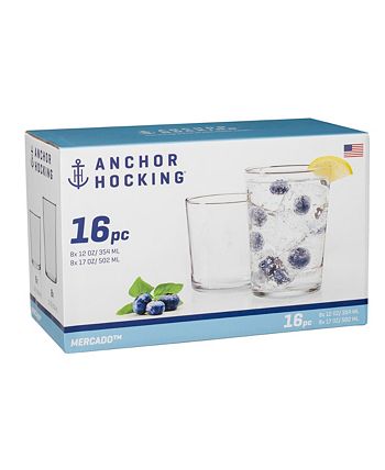 Anchor Hocking Mercado 16-Piece Mixed Drinking Set in Clear