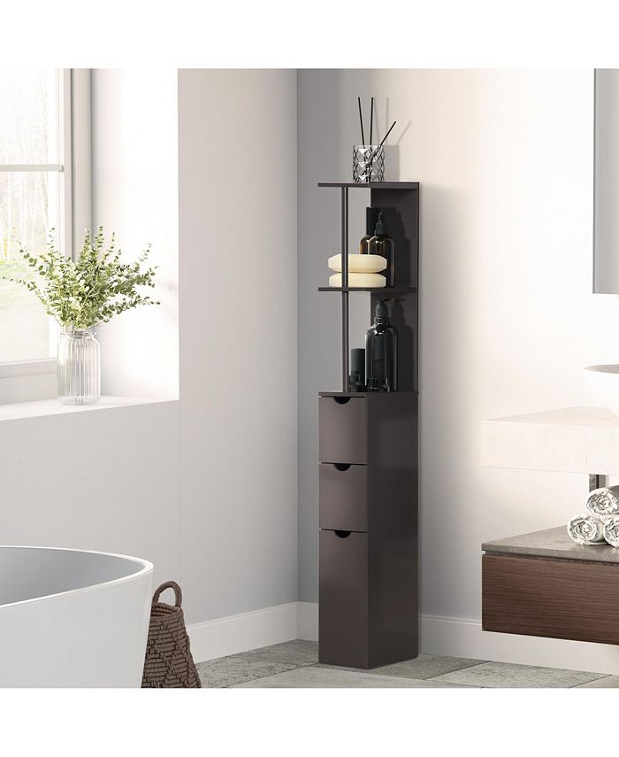 53.75" Tall Bathroom Storage Freestanding Linen Tower