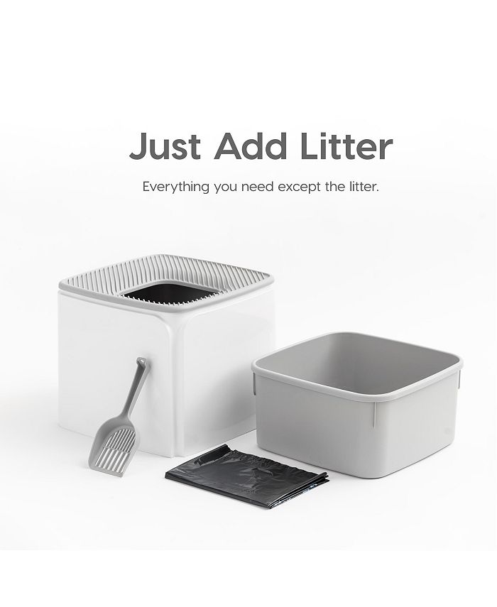 IRIS USA Premium Top Entry Cat Litter Box Litter Particle Catching