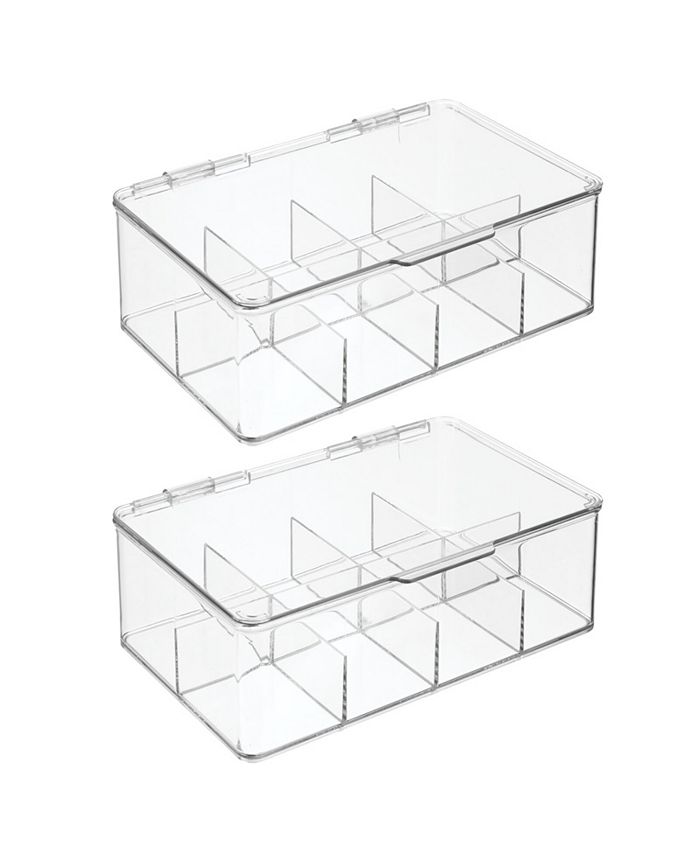 mDesign Plastic Divided First Aid Storage Box Kit with Hinge Lid, 2