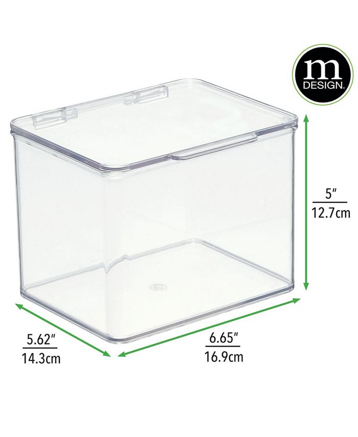 mDesign Plastic Bathroom Vanity Storage Organizer Box, Hinged Lid, 2