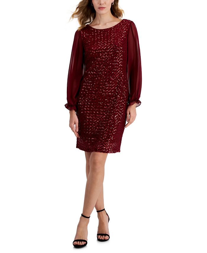 Connected petite shop sequined lace gown