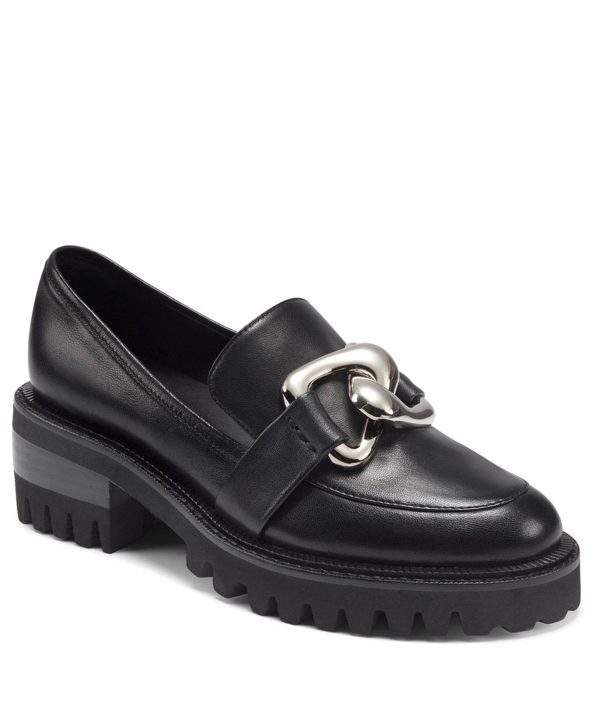 Lilia Dress Heel Loafer - Black Leather
