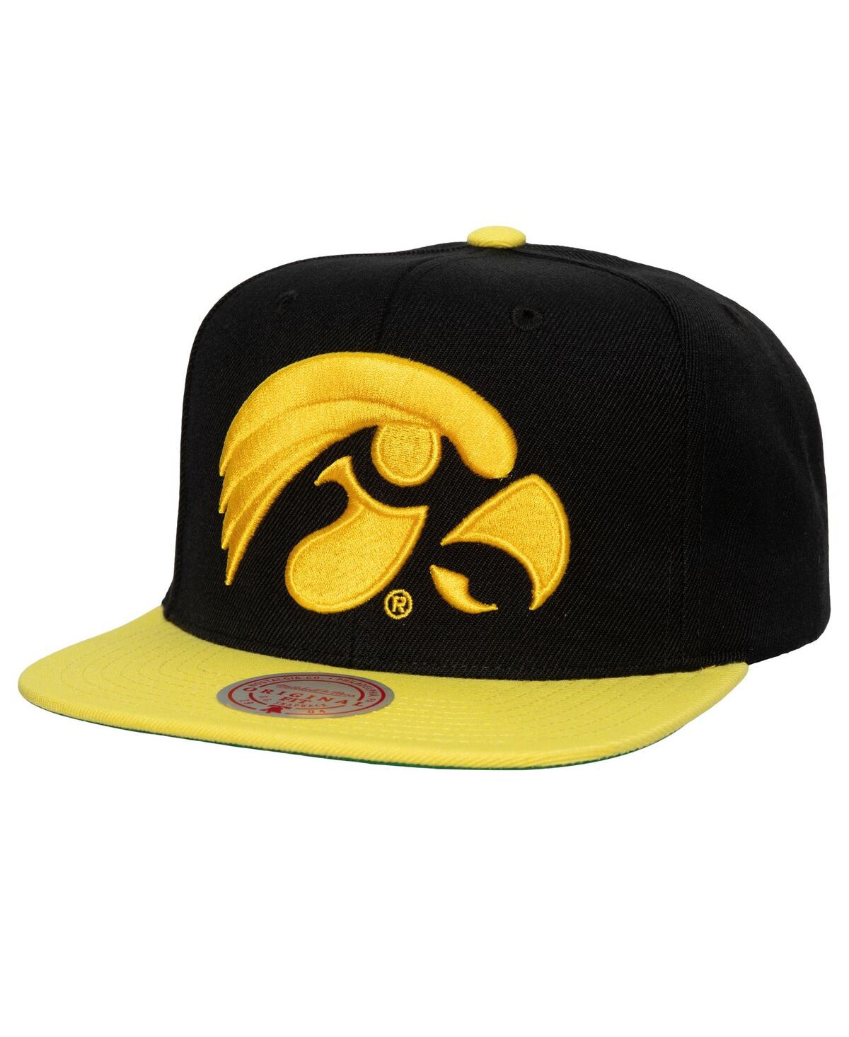 Mitchell & Ness Men's  Black, Gold Iowa Hawkeyes 2-tone 2.0 Snapback Hat In Black,gold