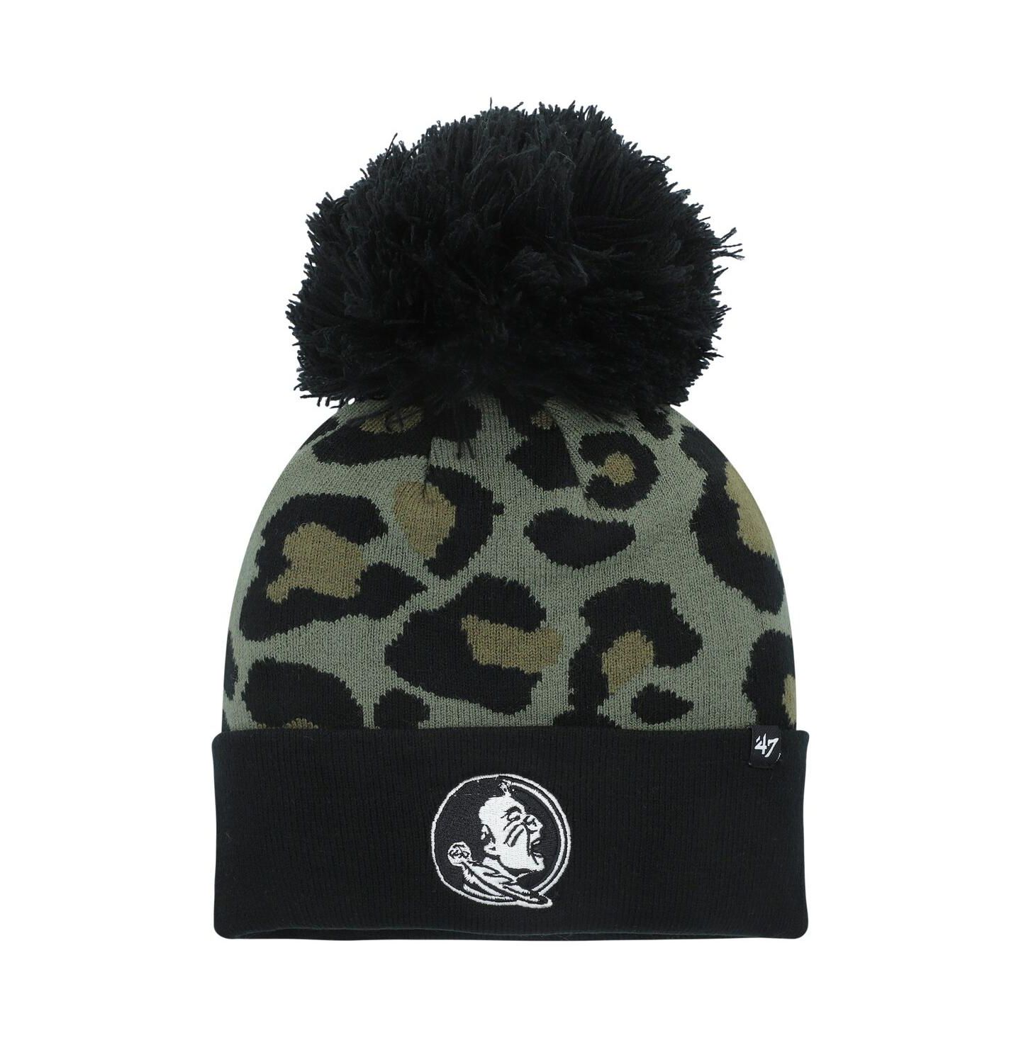 Женская шапка '47 Brand Hunter Green Florida State Seminoles Bagheera Cuffed Knit Hat with Pom — фото 1