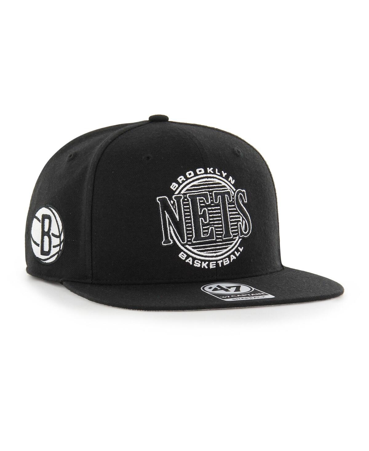 47 Brand Men's ' Black Brooklyn Nets High Post Captain Snapback Hat