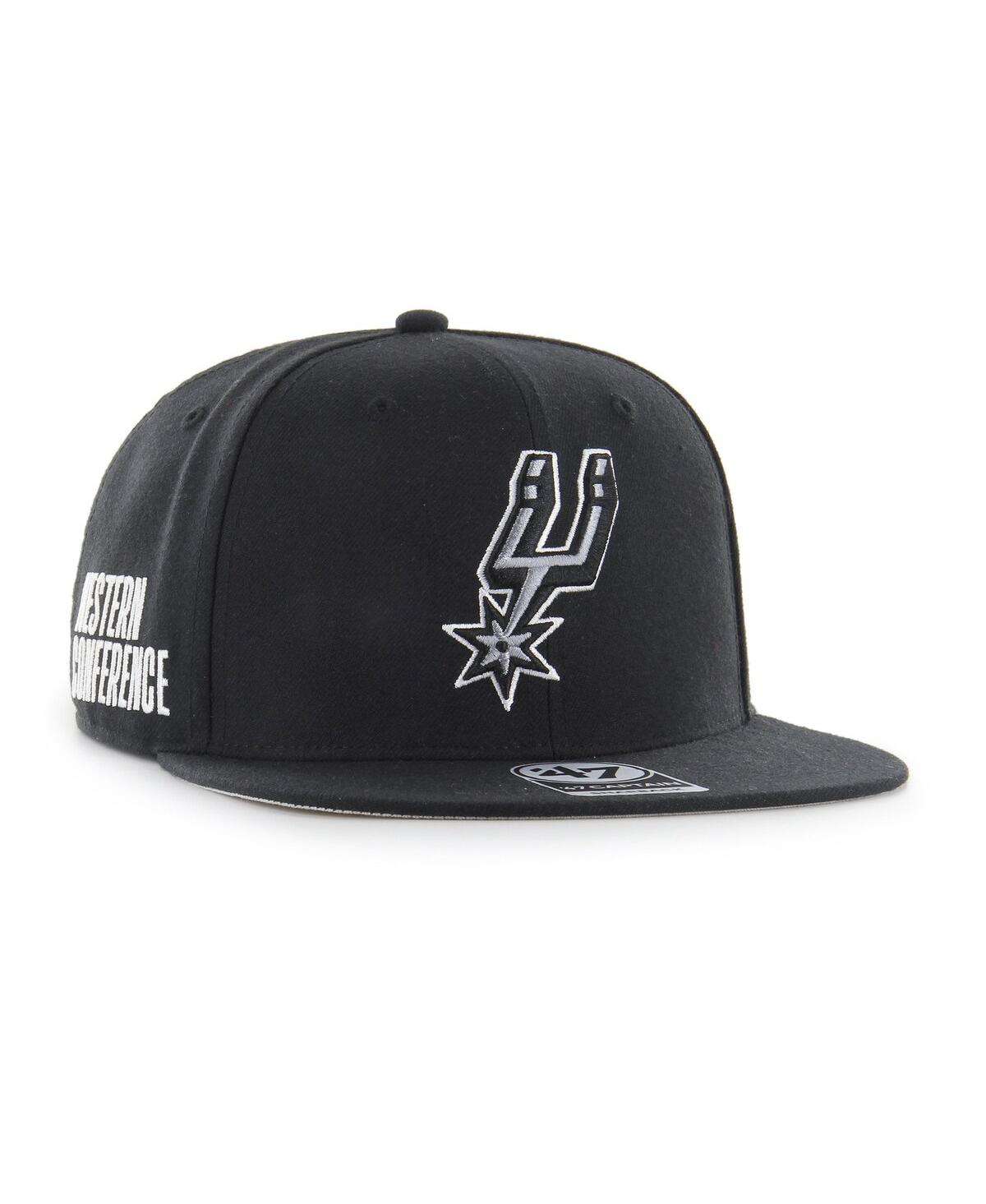 47 Brand Men's ' Black San Antonio Spurs Sure Shot Captain Snapback Hat