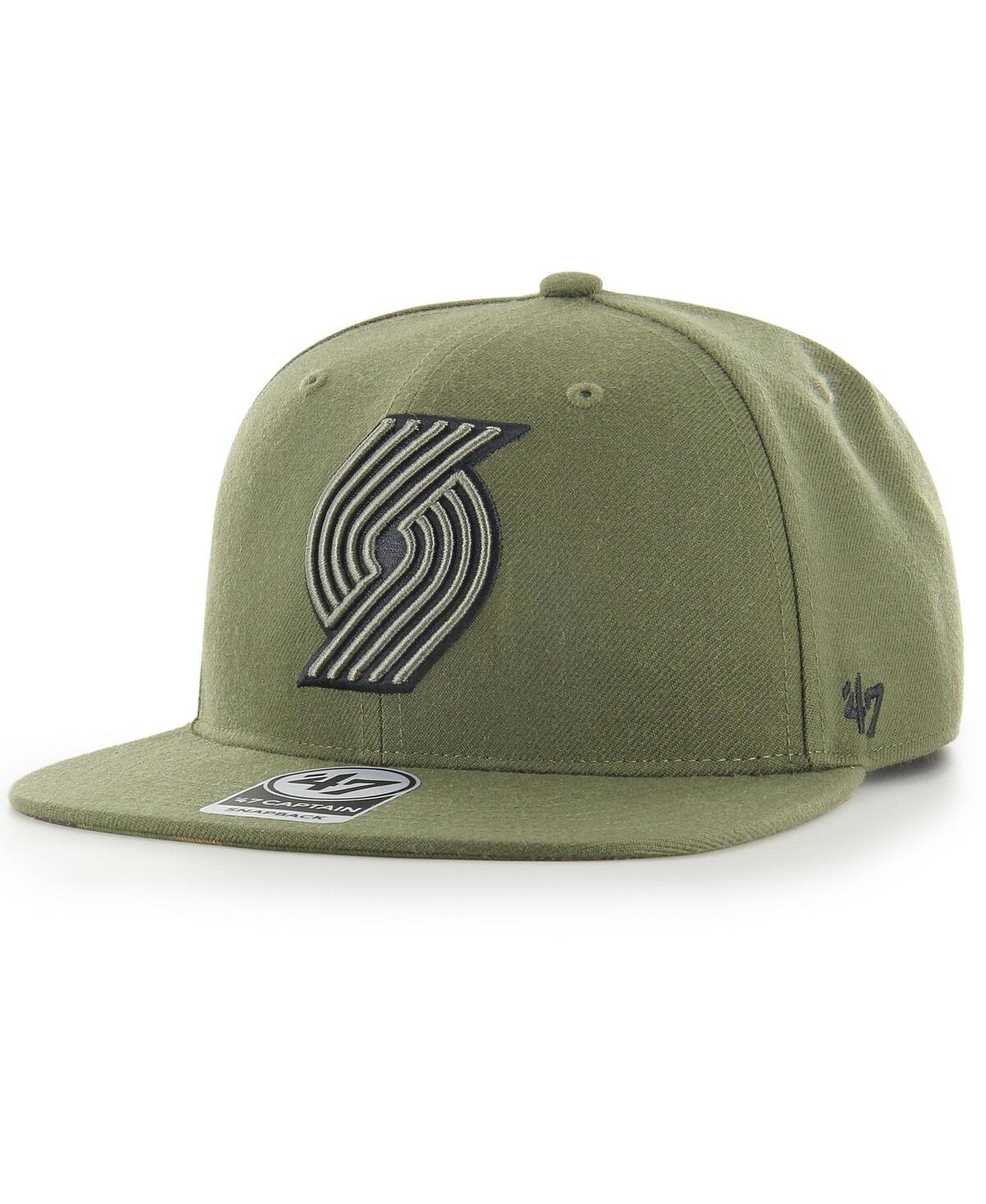 47 Brand Men's ' Olive Portland Trail Blazers Ballpark Camo Captain Snapback Hat