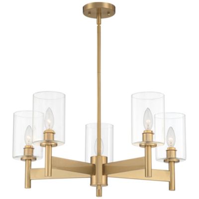 Lantico Gold Pendant Chandelier 24 1/2" Wide Modern Clear Glass 5-Light Fixture for Dining Room House Foyer Kitchen Island Bedroom