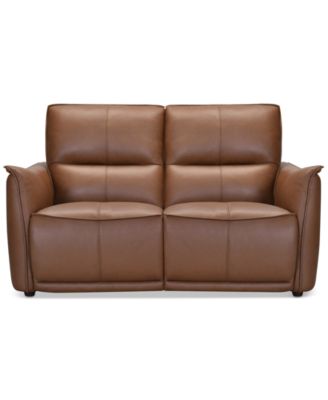 Shop Macy's Polner Leather Sofa Collection Created For Macys In Russet