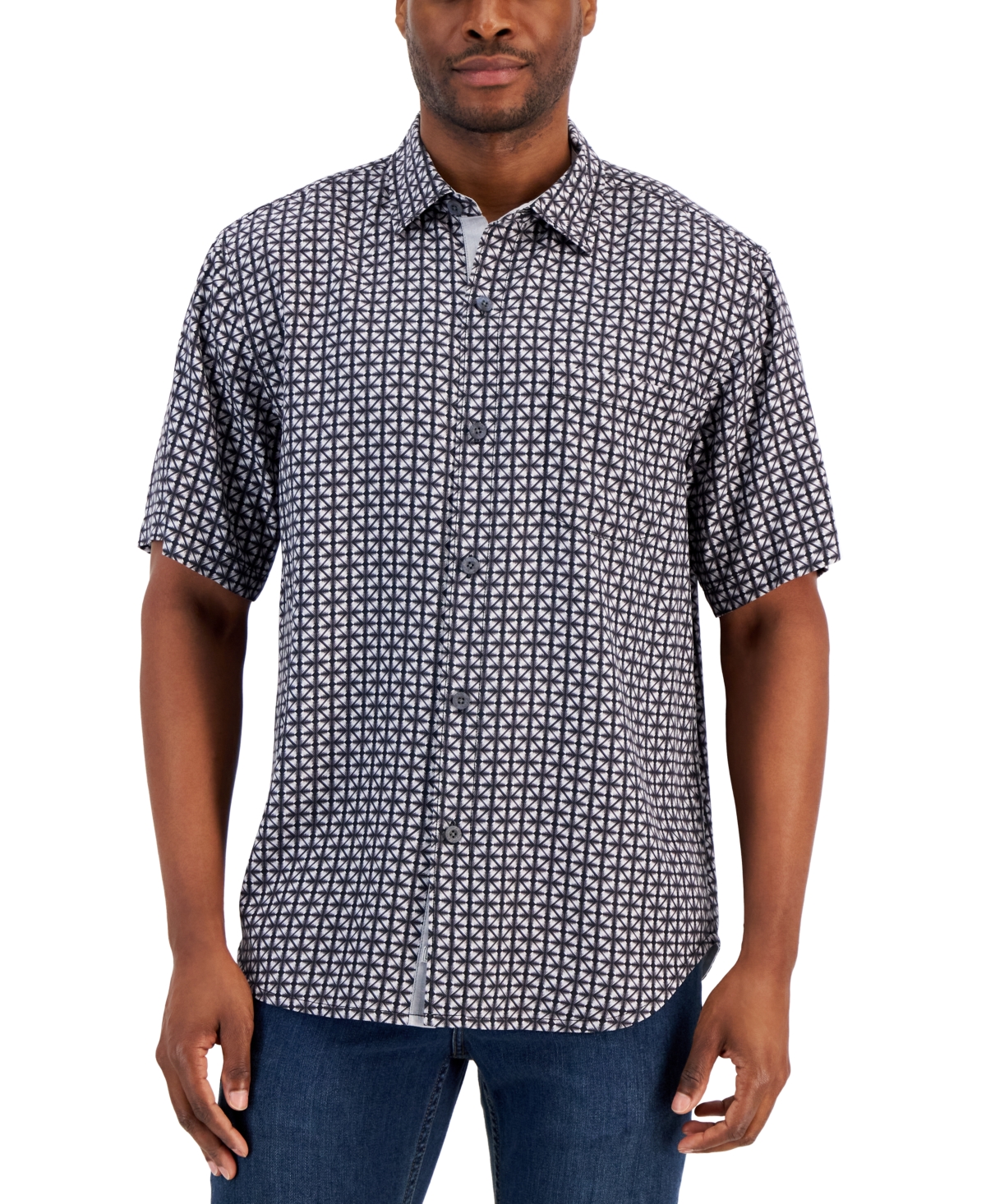 Tommy Bahama Men's Coasta Geo Print Short-sleeve Button-up Silk Shirt In Black