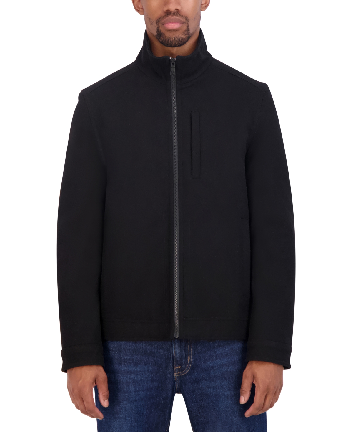 Nautica Men's Wool Blend Zip Jacket In Black