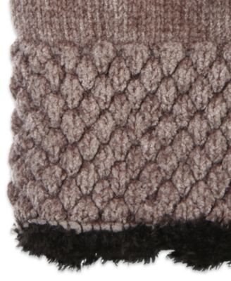Women's Chenille Knit Water Repellent Gloves with Popcorn Cuff