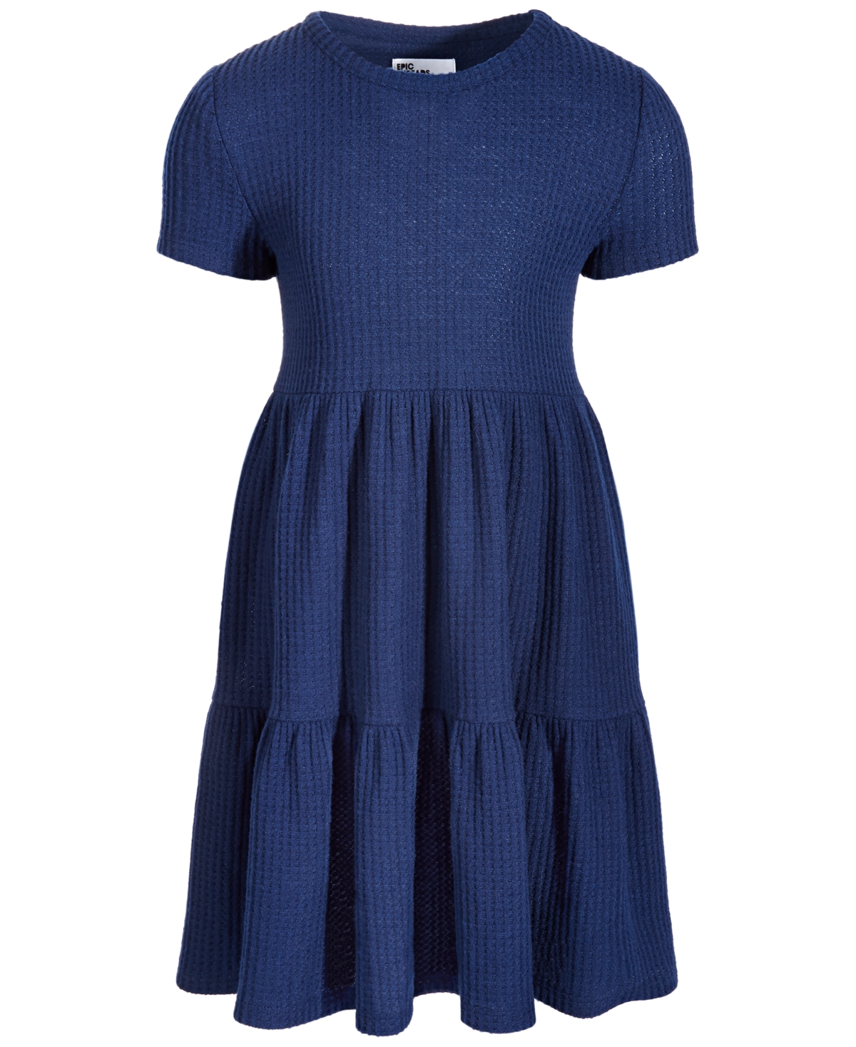 Shop Epic Threads Toddler & Little Girls Short-sleeve Waffled Tiered Dress, Created For Macy's In Navy Sea