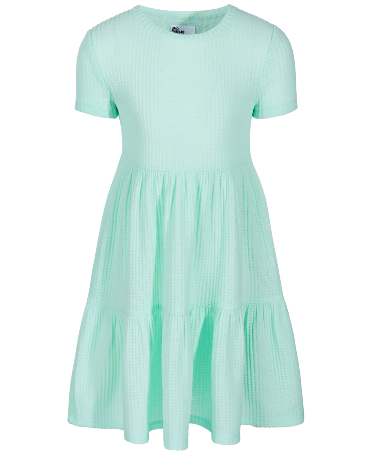 Epic Threads Kids' Toddler & Little Girls Short-sleeve Waffled Tiered Dress, Created For Macy's In Tea Green