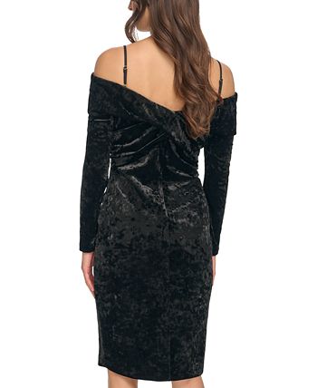 Calvin klein off the shoulder on sale velvet dress