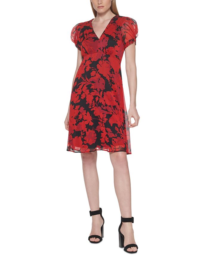 Calvin Klein Women s Puff Sleeve Empire Waist Dress Macy s