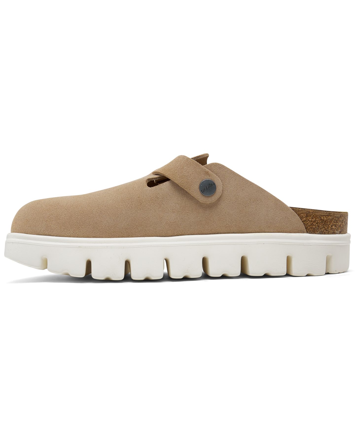 Женские сабо Birkenstock Boston Chunky Suede Platform Clog, цвет: Бежевый — фото 3