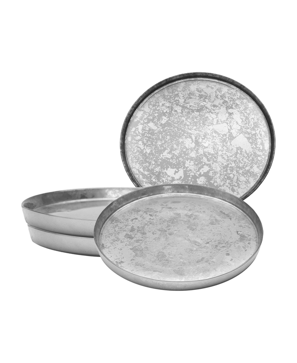8.25" Silver Glitter Salad Plates with Raised Rim 4 Piece Set, Service for 4 - Silver
